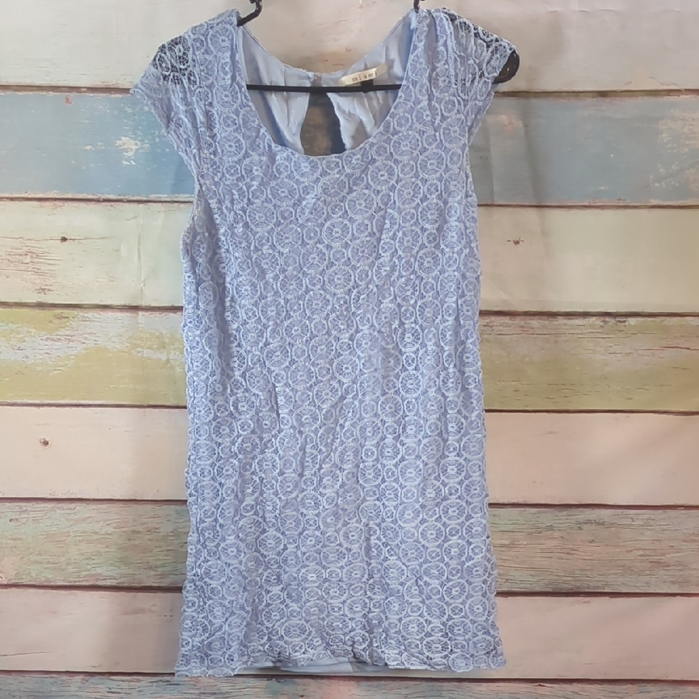 Miami Blue Sheath Mini Dress with Cap Sleeves